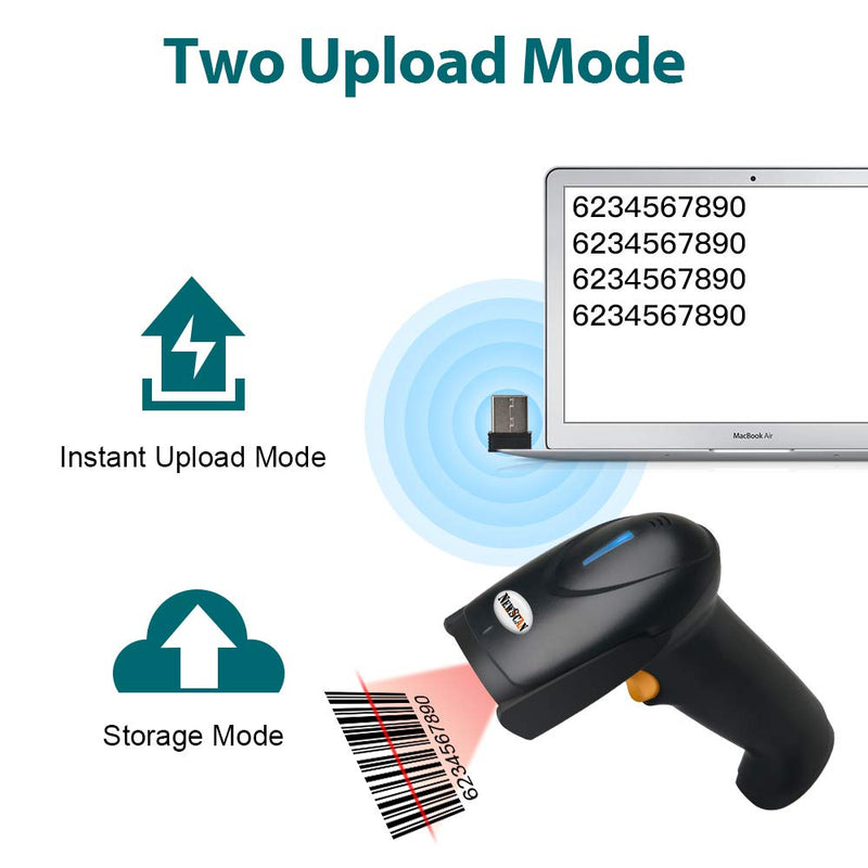 [Australia - AusPower] - Wireless Barcode Scanner 2-in-1 (2.4Ghz Wireless+USB 2.0 Wired) Rechargeable 1D Barcode Reader USB Handheld Bar Code Scanner with USB Receiver 