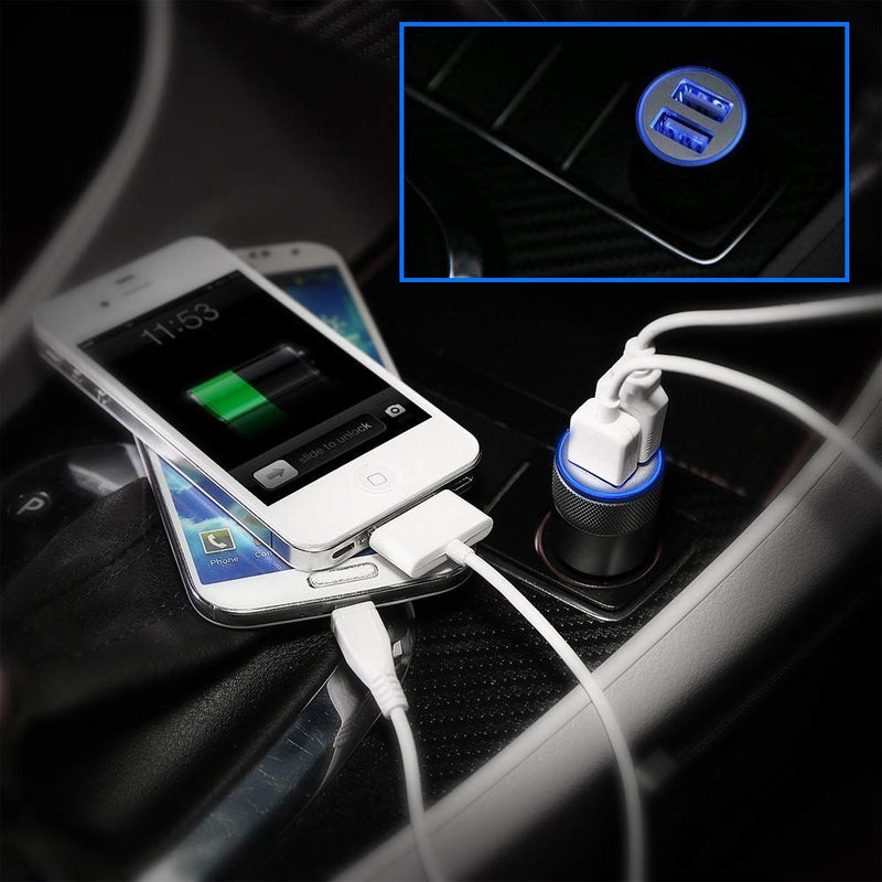 [Australia - AusPower] - MMOBIEL Car/Truck Charger Dual USB Port Cigarette Lighter Adapter (5V/4.8A/24W) for Smartphone Like iPhone Samsung Xiaomi Oppo OnePlus Huawei Google, Tablets, Mp3 Player, Digital Camera (Silver) Silver 
