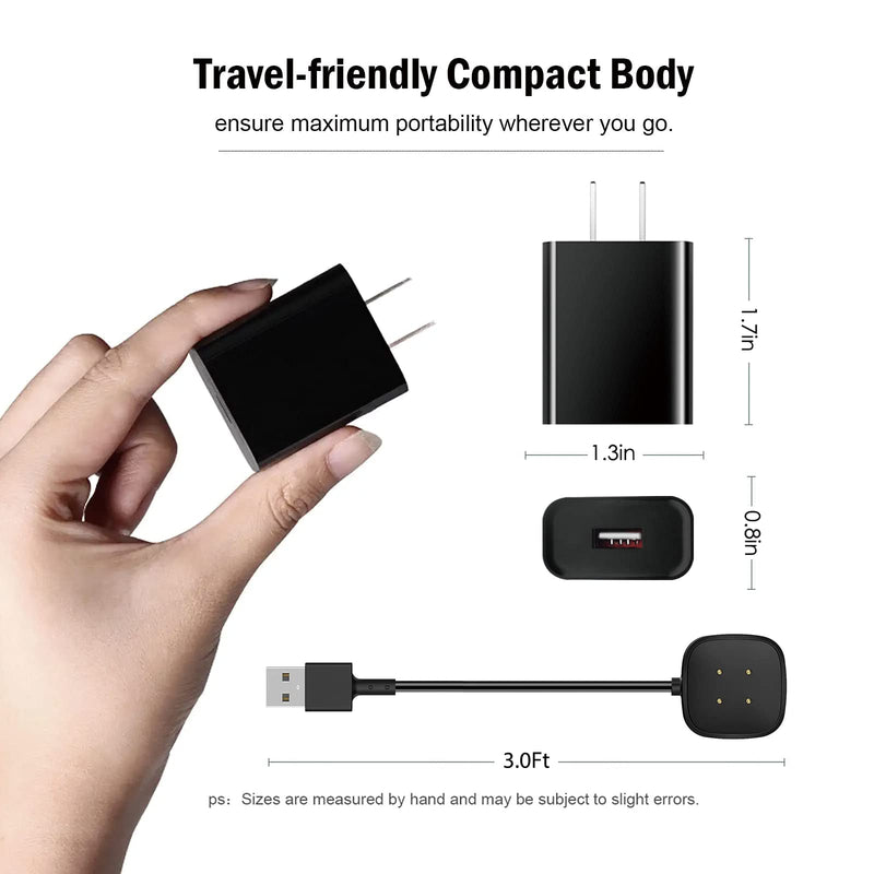 [Australia - AusPower] - Fast Wall Charger for Fitbit Sense & Versa 3 Versa 4 Replacement USB Charging Cable Cord for Fitbit Sense 2/Fitbit Sense/Fitbit Versa 4/Versa 3 Smartwatch Charger Dock USB Cable Cord 