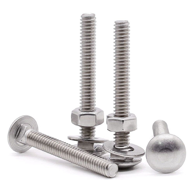 [Australia - AusPower] - Glvaner (6 Sets) 3/8-16 x 2-1/2" Stainless Steel Carriage Bolts Screws Round Head Square Neck and Hex Nuts & Flat Washers 304 Stainless Steel 18-8 Full Thread Coverage 3/8-16 x 2-1/2" (6 Sets) 