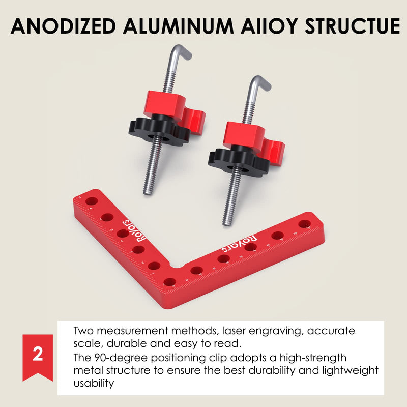 [Australia - AusPower] - Royars Update 90 Degree Positioning Squares Right Angle Clamps for Woodworking,1 Pack （4.7"*4.7"）Aluminium Alloy Corner Clamp Woodworking Carpenter Clamping Tool for Picture Frame Box Cabinets Drawers 4.7" x 4.7" 