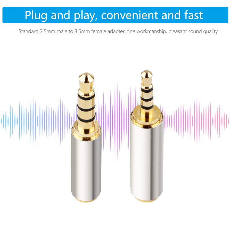 [Australia - AusPower] - Pasow 3.5mm Male to 2.5mm Female/2.5mm Male to 3.5mm Female Stereo Audio Adapter Headset Converter Connector for Smartphones, Headphone, Mic, Tablets (2 Pack) 