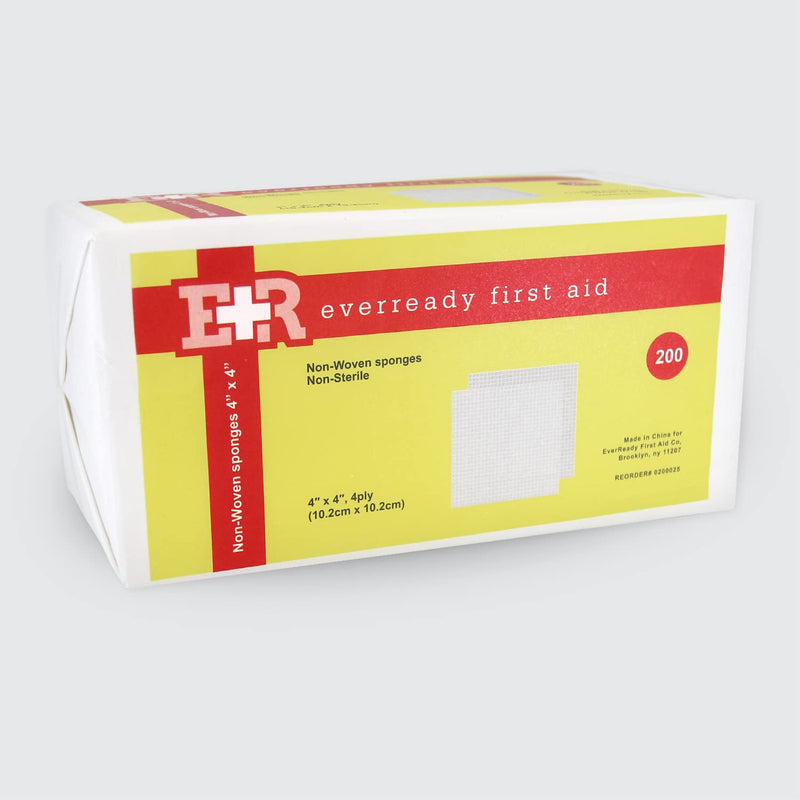 [Australia - AusPower] - Ever Ready First Aid Non-Woven Sponges, Wound Care, Skin Care, 4" x 4", 4 Ply - 400 Count 4" x 4" (2 Packs of 200) 
