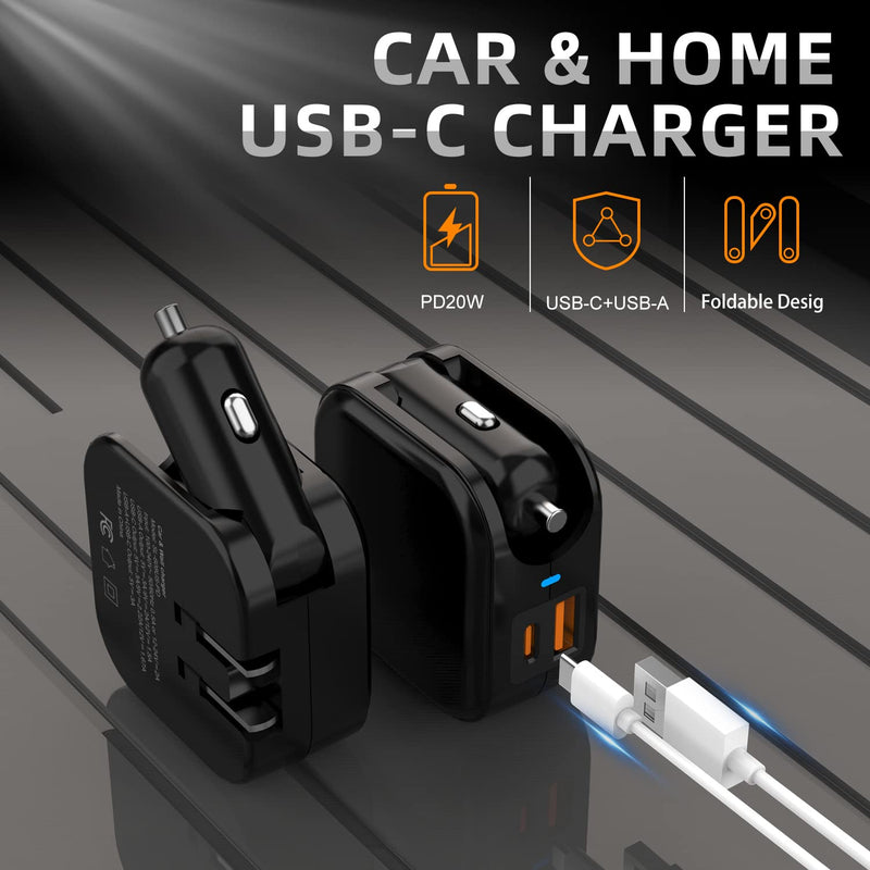 [Australia - AusPower] - JAMIFEX 2 in 1 Car and Wall Charger Portable Dual Ports USB QC18W and 20W Type-C PD Travel Wall iPhone Charger for iPhone 13/12/11/XR XS X/SE/8, Samsung Galaxy, Google, Power Bank etc 