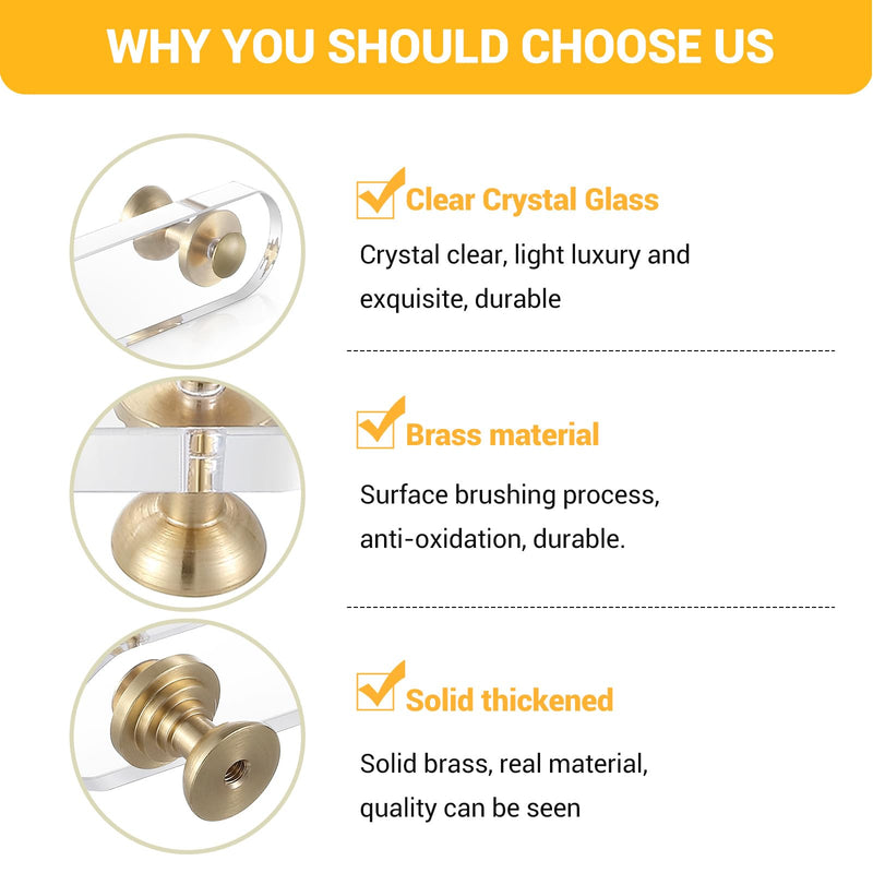 [Australia - AusPower] - Guank 6 Pack White Acrylic Crystal Drawer Pulls 5in Brass Closet knobs for Bifold Doors Kitchen, Dresser Drawer Clear Crystal Handle Pull Hole Center Spacingï¼š96mm (3.78 inch) 6-Pack 