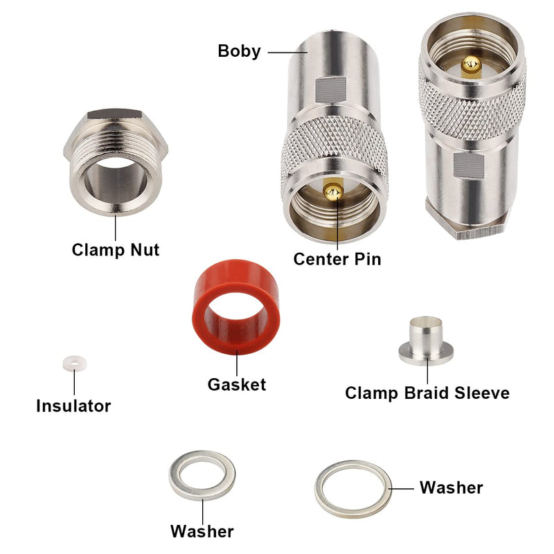 [Australia - AusPower] - PL259 Coax Connectors, 5-Pack PL-259 UHF Male Clamp Connector PL259 UHF Plug Male RF Coax Connector for LMR400/RG8/RG8U/KMR400/Belden 9913/7D-FB Cable 