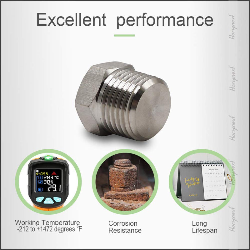 [Australia - AusPower] - Horiznext npt 1/2 male threaded hex head pipe plug, stainless steel 304,(pack of 4) 