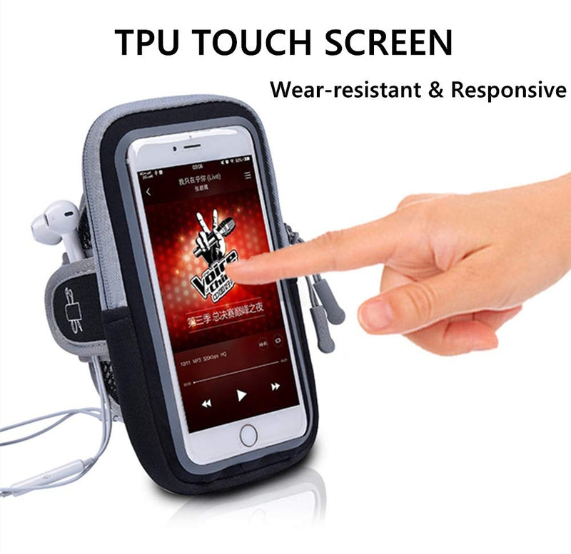 [Australia - AusPower] - Sports Armband for Cell Phone, Running Armband with Touch Screen, Sports Arm Phone Holder for Running, Exercise, Gym and Workouts, Fit for All iPhone, Samsung Galaxy, and More, Black&Gray 