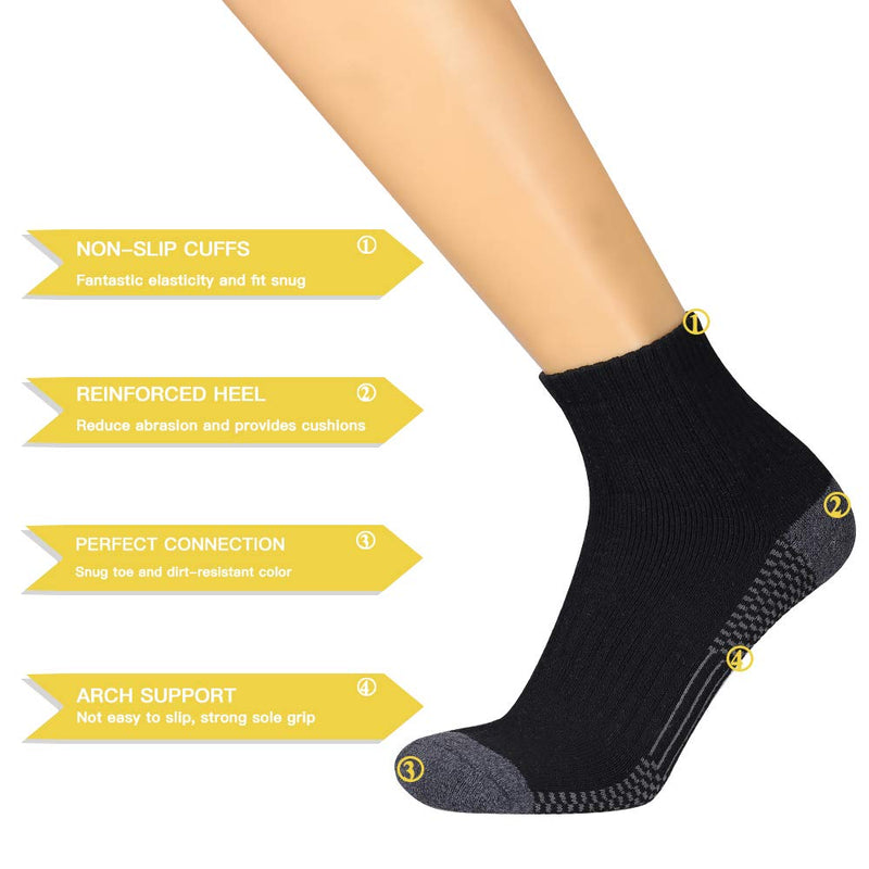 [Australia - AusPower] - COOVAN Men's Athletic Ankle Socks 12 Pack Mens Cushion Comfort Casual Running Sock Size 10-13 12 Pack-black 