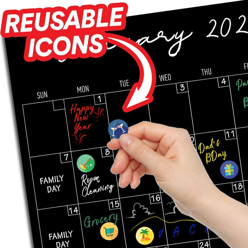 [Australia - AusPower] - Magnetic Behavior Chalkboard Rewards Chore Chart Set – Reusable Monthly Calendar, Responsibility Magnets & Dry Erase Refrigerator Reward Incentive – 11” x 17” - Atomic Habits Planner 