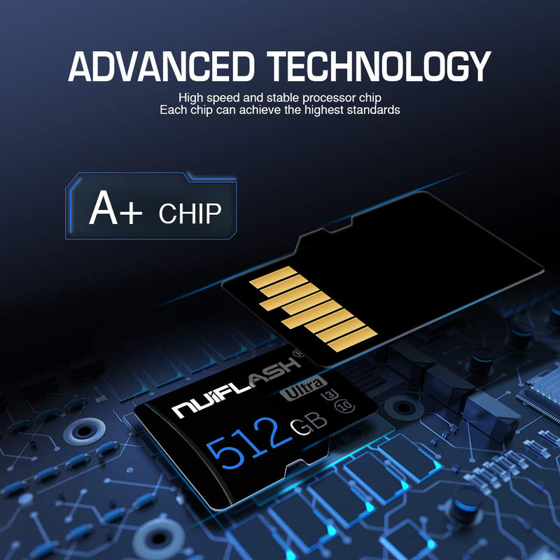 [Australia - AusPower] - Micro sd Card 512gb SD Memory Card High Speed Class 10 TF Card 512GB with SD Card Adapter XK-512GB 