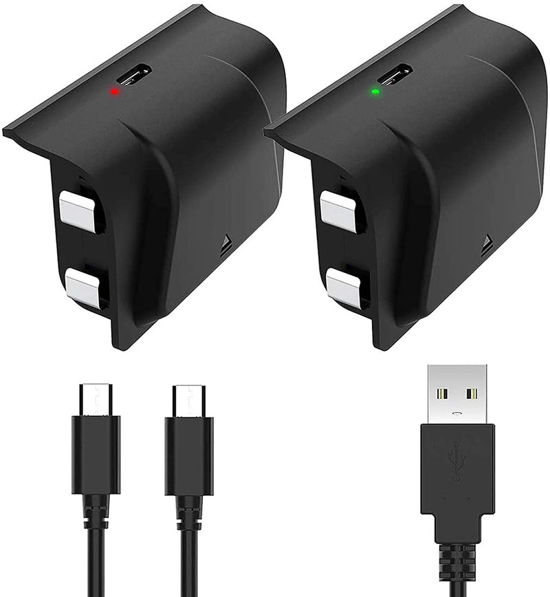 [Australia - AusPower] - YCCSKY Rechargeable Battery Pack for Xbox One, 2 Pack 1200mAh Controller Battery Pack Play and Charge Kit for Xbox One Elite Controller with 3FT Micro USB Charging Cable and LED Indicator 