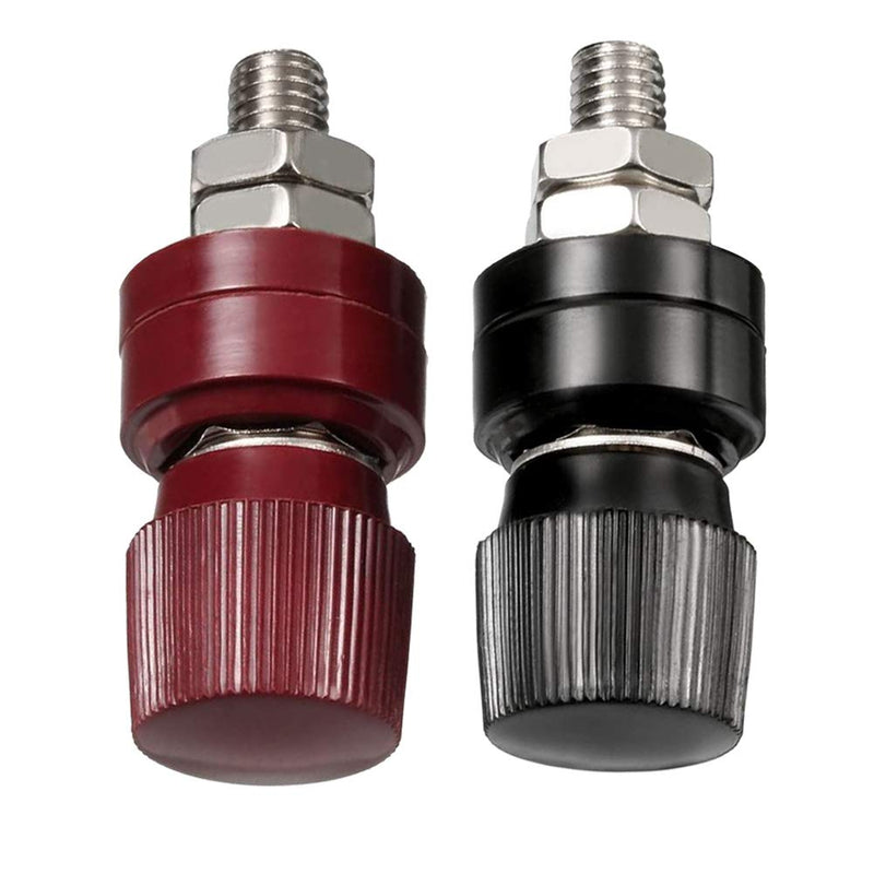 [Australia - AusPower] - Ampper 1/4" Copper Battery Terminal Stud Connector, Remote Battery Binding Post Junction Post Block Terminal Kit, Pack of 2 (Red and Black) 1/4" (M6) 