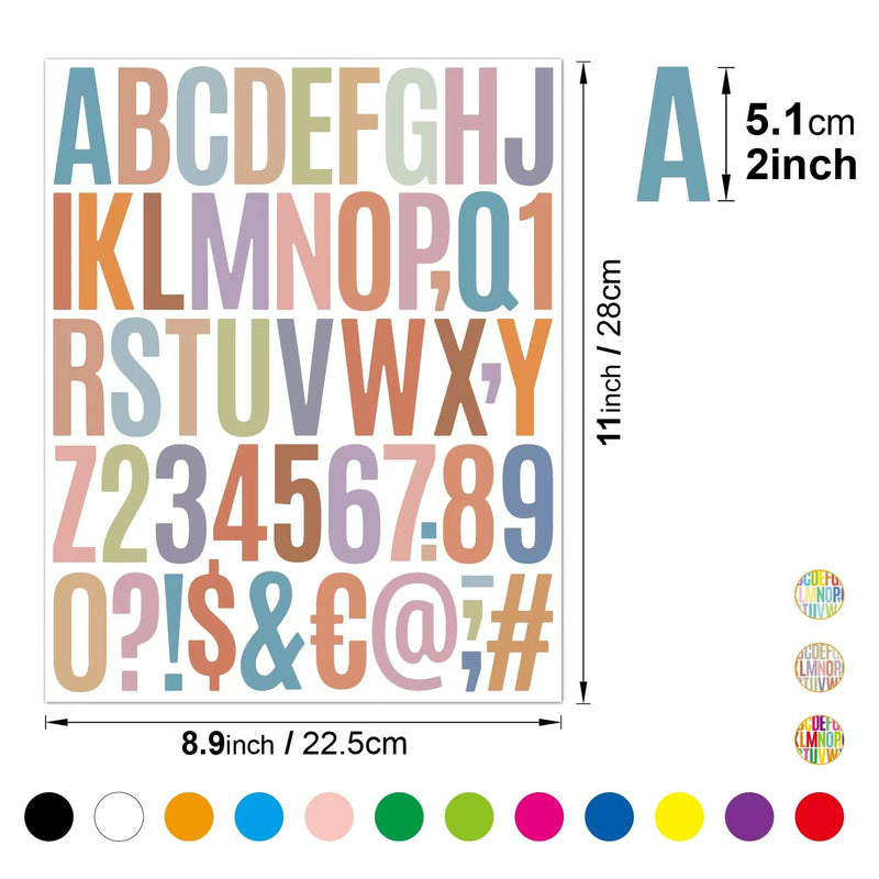[Australia - AusPower] - 2 inch Alphabet Stickers 12 Sheets Letter Stickers Vinyl Self-Adhesive Number Alphabet Vinyl Stickers, Mailbox Numbers Labels DIY Crafts Art Making, Decals for Sign,Notebook, Classroom Decor, Door Multicolored-a 