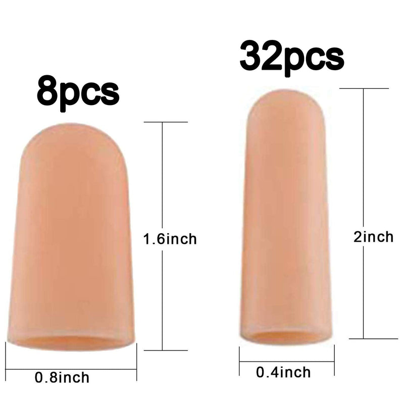 [Australia - AusPower] - Gel Finger Support Protector Gloves, Gel Finger Cots/Covers - Different Sizes Silicone Fingertips for Hands Cracking, Eczema Skin (40pcs) 40 Count (Pack of 1) 