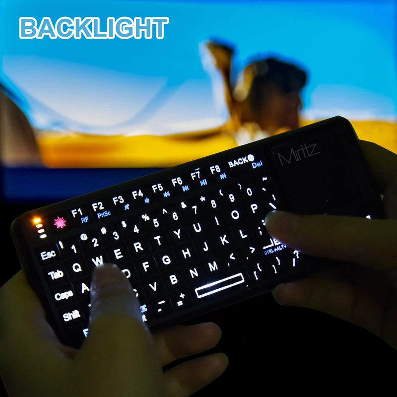 [Australia - AusPower] - Miritz 2.4G Wireless Mini Keyboard and Mouse Touchpad Remote Control with Laser Pointer ,for Windows/Android/Google/Smart TV/HTPC/IPTV/Mac OS/Linux Black 