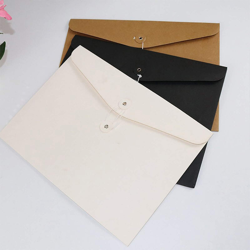 [Australia - AusPower] - VANRA Kraft String Envelope File Folder Project Pockets File Jacket Document Organizer Flat-No Expansion A4 Letter Size (White, Pack of 5) White 