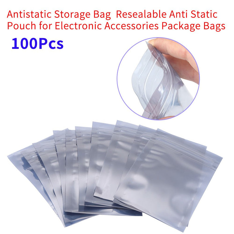[Australia - AusPower] - Antistatic Ziplock Bag, 100Pcs/set 6x9cm Antistatic Resealable Ziplock Pouch Storage Bag for Electronic Accessories, Digital Product Package -- Waterproof, Anti-Static, Moisture etc 