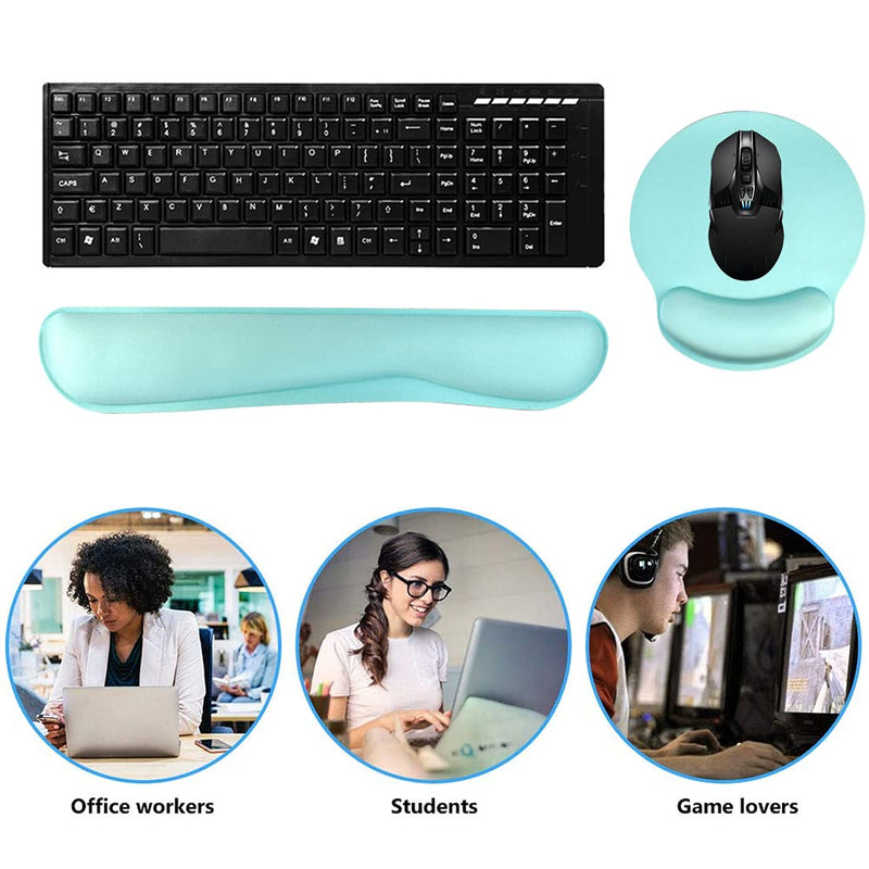 [Australia - AusPower] - Keyboard Wrist Rest Pad Mouse Pad, Memory Foam, Rest Pads Sets for Comfortable Typing & Wrist Pain Relief, Anti-Slip Rubber Base (Green) Green 