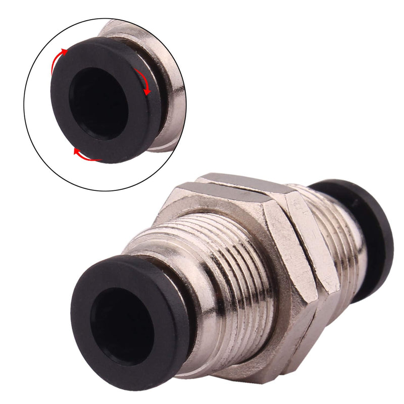 [Australia - AusPower] - Bulkhead Union Push to Connect Tube Fitting 3/8 In Tube OD Stainless Steel Double Threaded (5 Packs) 