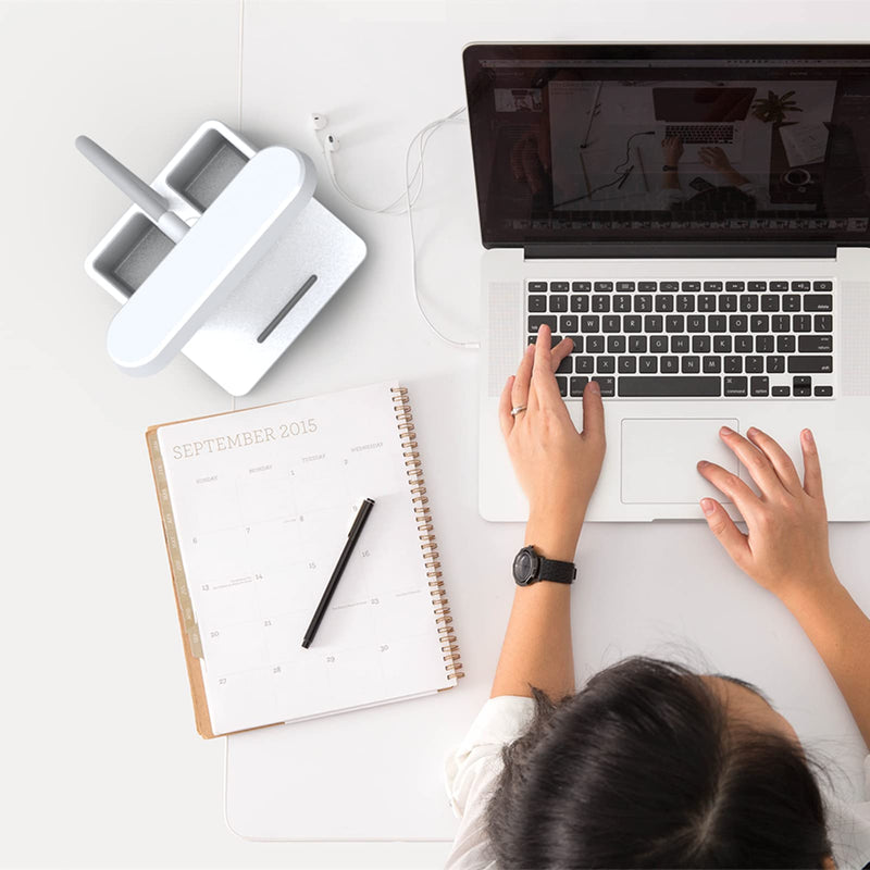 [Australia - AusPower] - LED Desk Lamp with Pen Holder, AXX Desk Light for Computer/Desktop - White, Rechargeable, Eye-Caring, Flexible Gooseneck - Bedside Table Lamp for Reading, Small Study Lamp for Kids, Home, Office, Dorm 