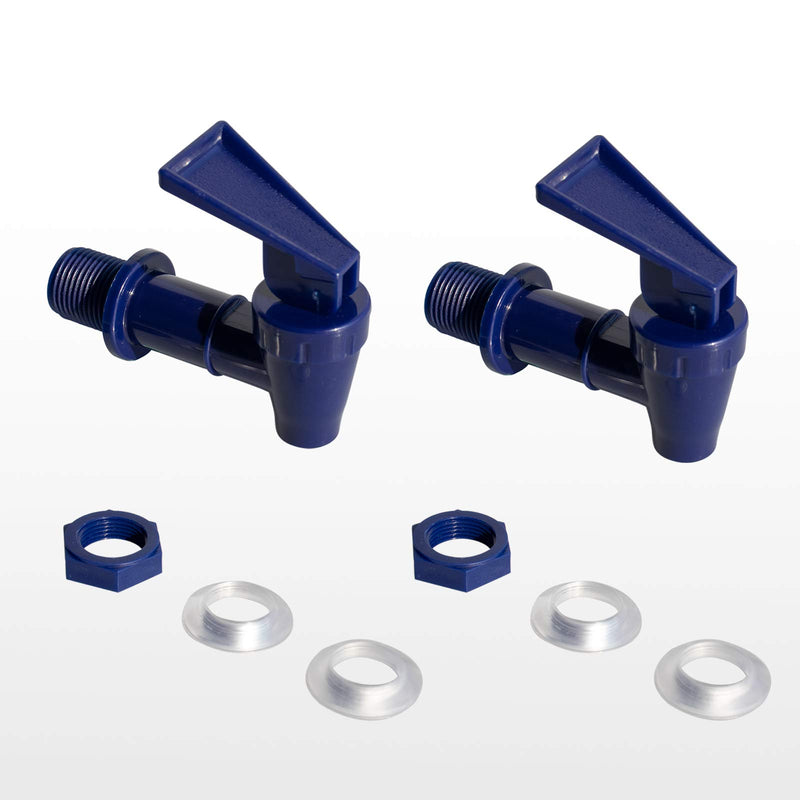 [Australia - AusPower] - MUGLIO Beverage Dispenser Replacement Spigot 2 White and 2 Blue Water Dispenser Tap Set - Food Grade Plastic Finished Fit for Any Drink Jug 