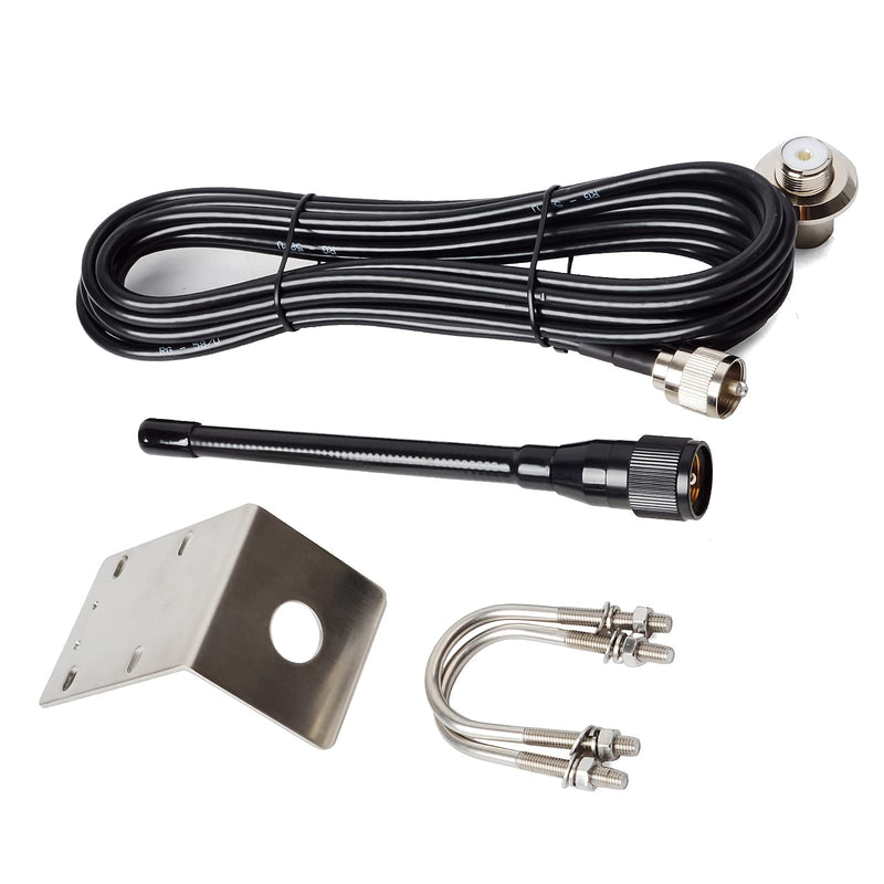 [Australia - AusPower] - UAYESOK VHF Marine Stubby Base Antenna PL259 Connector Boat Antenna for Cobra Icom Uniden Standard Horizon Marine Radio VHF Ham Radio W/16.4ft RG-58 coaxial Cable,L-Mount Bracket 