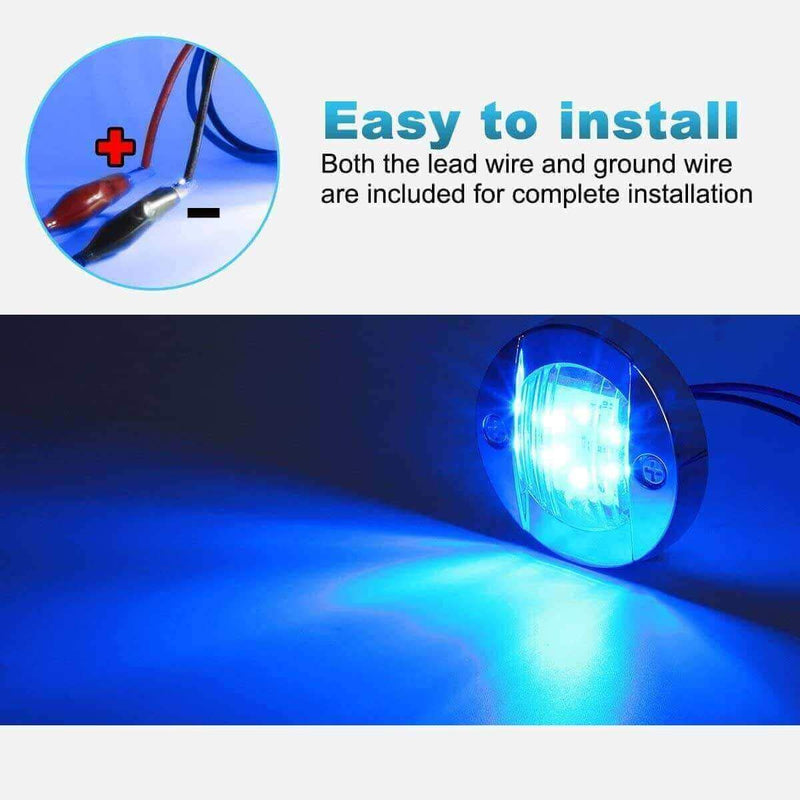 [Australia - AusPower] - Partsam 4Pcs 3" Inch Round Chrome Marine Clear Lens Blue LED Transom Mount Stern Anchor Navigation Lights IP67 Waterproof,Round Boat Marine Lamps 6-2835-SMD,Boat LED Stern Lights 12V 