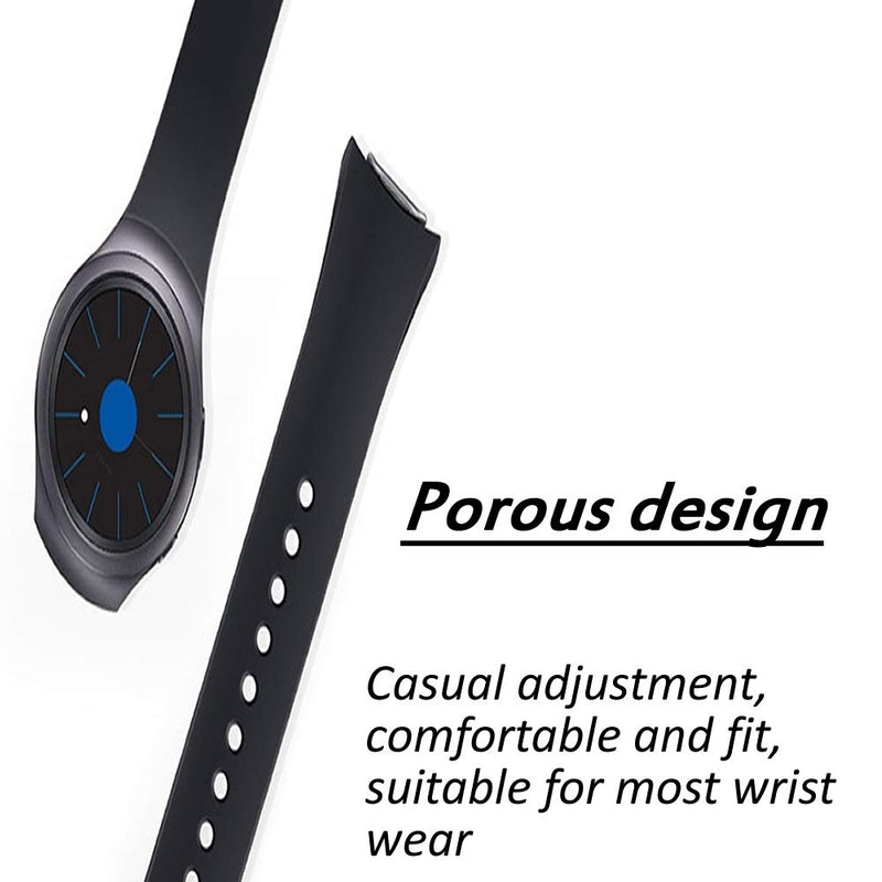 [Australia - AusPower] - 1PC Large Watch Band/Strap for Samsung Gear S2 Smartwatch Band Replacement Accessories with Metal Clasps Watch Strap/Wristband Silicone (Black) 
