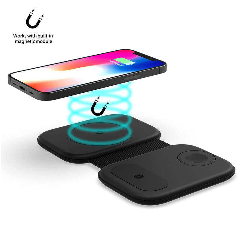 [Australia - AusPower] - Wireless Charging Pad, FACEVER 3-in-1 Magnetic Wireless Charger for iPhone 13 12 Pro Max Mini 11 XS X XR Apple Watch Airpods 2 Pro, Foldable Charging Station Dock for Apple Magsafe Accessories 