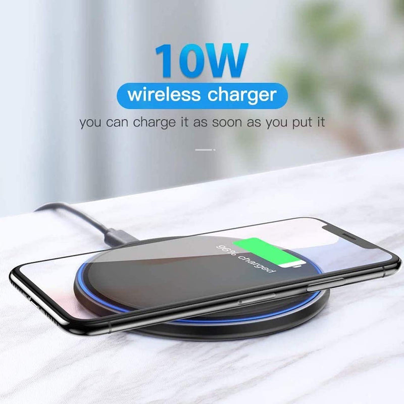 [Australia - AusPower] - KUULAA Wireless Charger, PowerWave Pad Qi-Certified 10W Max for iPhone SE (2020), 11, 11 Pro, 11 Pro Max, Xs Max, XR, XS, X, 8, 8 Plus, AirPods, Galaxy S20 S10 S9 S8, Note 10 9 8 (No AC Adapter) 