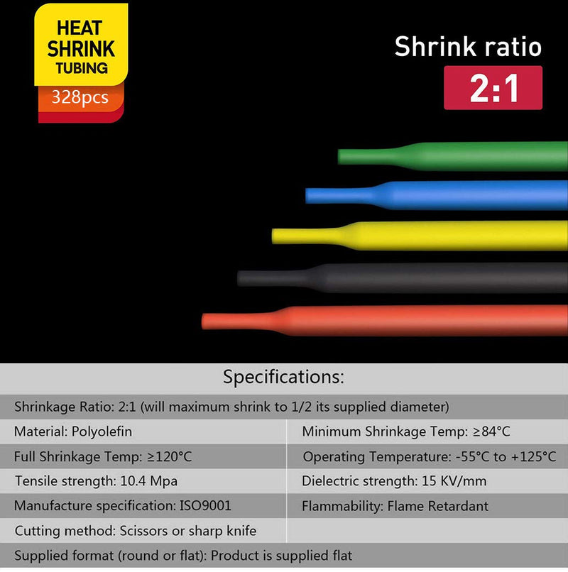 [Australia - AusPower] - Heat Shrink Tubing Kit,Mini Heat Gun + 328 PCS Heat Shrink Wrap Tube　2:1. 