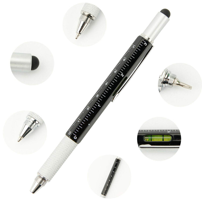[Australia - AusPower] - [2-Pack] 5-in-1 Universal Touch Screen Stylus + Ballpoint Pen + Ruler + Level + Screwdriver for Phone Tablet PC iPhone iPad Samsung LG 