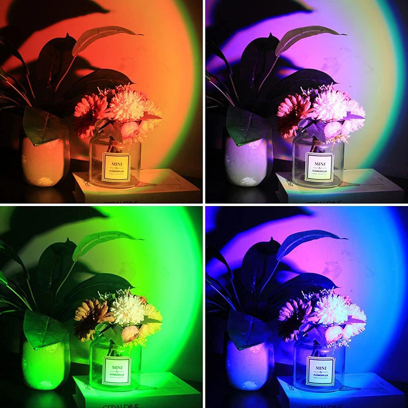 [Australia - AusPower] - Sunset Lamp, Sunset Projection Lamp YouOKLight Sunset Projector Light 16 Colors Brightness Adjustable with Remote Control USB Charging Projection Night Light for Photography Party Home Living Room Rgb, Remote Control 