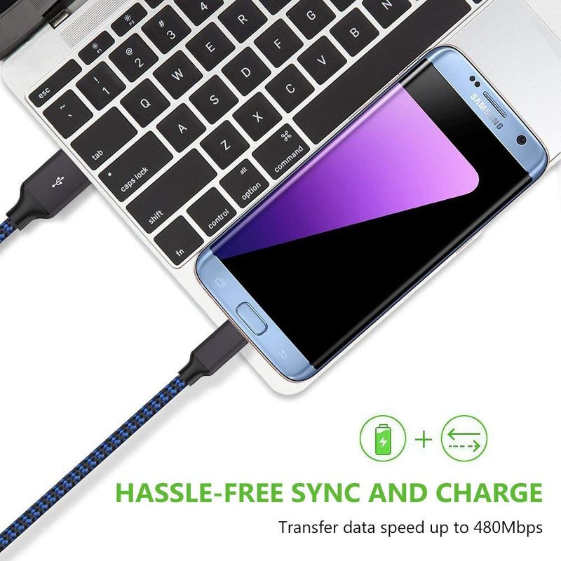 [Australia - AusPower] - Micro USB Cable, 3Pack 10FT Android Charger Cable Long Nylon Braided Sync and Fast Charging Cord Compatible with Samsung Galaxy S7 S6 Edge, Kindle, Android Smartphones, Tablets and More Blue 