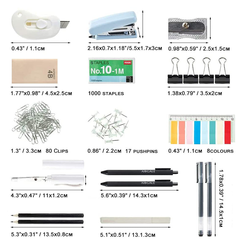 [Australia - AusPower] - 123 Pcs Office Supplies Kit with Desk Organizers, Includes Stationery, Stapler, Paper Clips, Push Pins, Erasers, Binder Clips, Staples, Scissor, Page Markers, Highlighters for Desktop Accessories Set 