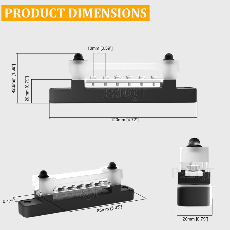 [Australia - AusPower] - PSEQT 6 Terminal Bus Bar Ground Power Distribution Terminal Block Bus Bar with Cover for Auto Marine Car Pickup Trailer RV Boat - Red & Black 2Pcs 6 Way Terminal Bus Bar w/ Red&Black Base 