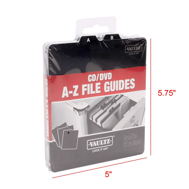 [Australia - AusPower] - Vaultz A to Z CD and DVD Storage File Guides, 26 Guides per Box, Black (VZ01176) CD and DVD Guides 