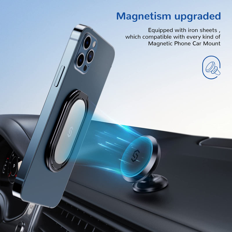 [Australia - AusPower] - Syncwire Cell Phone Ring Holder Stand, 360 Degree Rotation Finger Ring Kickstand with Polished Metal Phone Grip for Magnetic Car Mount Compatible with iPhone, Samsung, LG, iPad, Tablets and More Dark Gray 