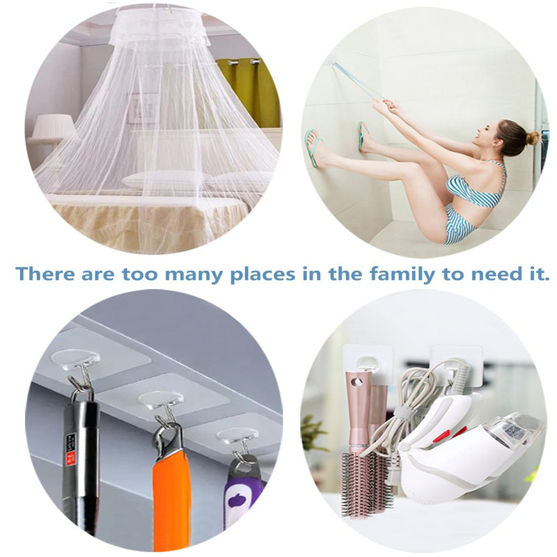 [Australia - AusPower] - JINSHUNFA Wall Hooks 13lb(Max) Transparent Reusable Seamless Hooks,Waterproof and Oilproof,Bathroom Kitchen Heavy Duty Self Adhesive Hooks,8 Pack 8 Hooks 