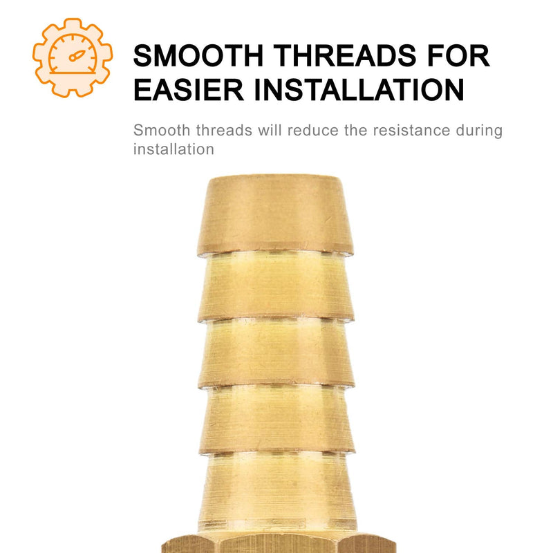 [Australia - AusPower] - SUNGATOR 12-Pack Air Hose Fittings, 1/4" NPT to 3/8" Barb, Hose Barb Adapter, Brass Pipe Fittings Male Threaded End 3/8" Hose x 1/4" NPT Male 