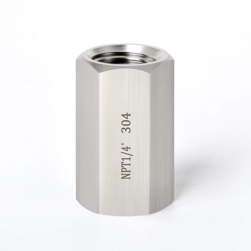 [Australia - AusPower] - TAISHER 2PCS Forging of 304 Stainless Steel Full Hex Coupling, 1/4-Inch Female Pipe x 1/4-Inch Female Pipe Fitting 2PCS 1/4" Style 1 