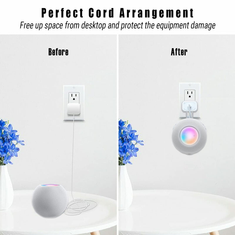 [Australia - AusPower] - HeyMoonTong Transparent Outlet Wall Mount Holder Stand Fits for Apple HomePod Mini, A Space-Saving Accessory for HomePod Mini Smart Home Speakers with Cord Management, Hide Messy Wires 