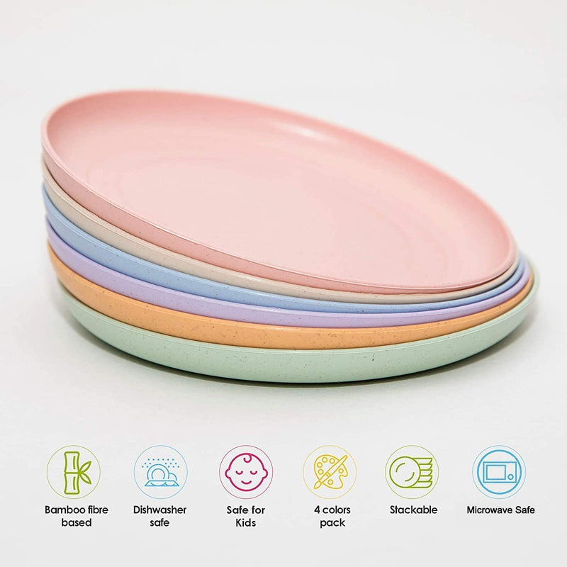[Australia - AusPower] - 6 PACK 6 Inches Lightweight Mini Wheat Straw Plates Reusable Plate Set Dishwasher & Microwave Safe ,Unbreakable Deep Dinner Plates, Plastic Plates Reusable,They are easy to clean BPA free 6inch 