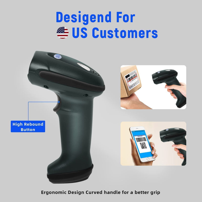 [Australia - AusPower] - 2D Barcode Scanner, Heavy Duty Industrial-Grade 1D 2D QR Code Scanner, Superior High-Precision Scanning Head & High-Speed Chip, Handheld Barcode Reader with USB Cable Work with POS Computer Plug &Play 