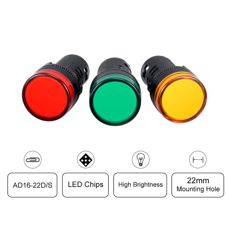 [Australia - AusPower] - uxcell 4Pcs Red Green Yellow Indicator Light AC/DC 24V, 22mm Panel Mount, for Electrical Control Panel, HVAC, DIY Projects 