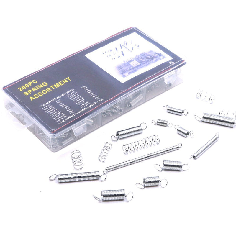 [Australia - AusPower] - Glarks 200Pcs Zinc Plated Extension and Compression Industry Spring Assortment Kit 