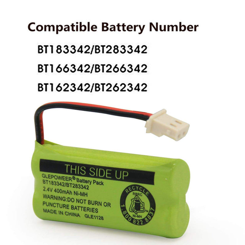 [Australia - AusPower] - BT183342/BT283342 2.4V 400mAh Ni-MH Battery Pack Compatible with Cordless Phone Batteries BT166342/BT266342 BT162342/BT262342 (4 Pack BT183342) 4 PACK BT183342 