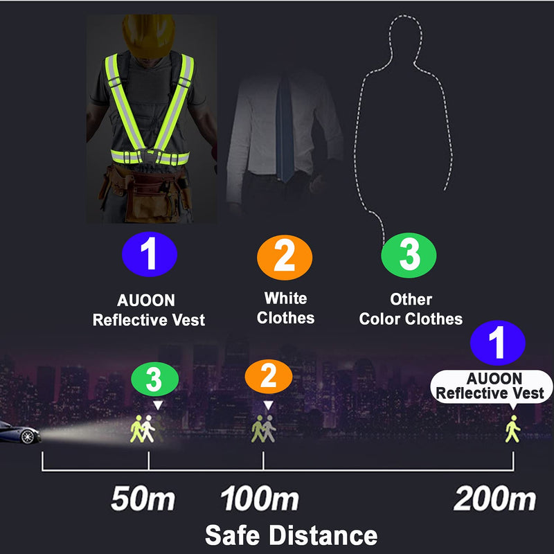 [Australia - AusPower] - AUOON Reflective Running Vest,Reflective Vest Adjustable for Run,Cycle,Walk, Outdoor,Breathable Waterproof Lightweight 2 Pack 