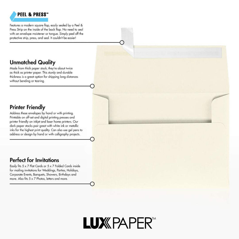 [Australia - AusPower] - A7 Invitation Envelopes w/Peel & Press (5 1/4 x 7 1/4) - Natural Linen (50 Qty.) | Perfect for Invitations, Announcements, Sending Cards, 5x7 Photos, Weddings | 4880-NLI-50 50 Qty. 